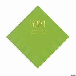 Promo 🤩 Lime Yay Personalized Napkins with Gold Foil - Luncheon 🤩