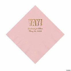 Hot Sale 🎁 Pink Yay Personalized Napkins with Gold Foil - Luncheon 🧨