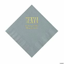 Outlet 😀 Silver Yay Personalized Napkins with Gold Foil - Luncheon ⭐