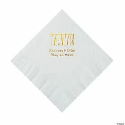Hot Sale ✨ White Yay Personalized Napkins with Gold Foil - Luncheon 🔔