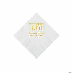Buy 😉 White Yay Personalized Napkins with Gold Foil - Beverage 🤩
