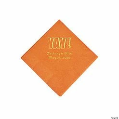 Coupon 😉 Pumpkin Spice Yay Personalized Napkins with Gold Foil - Beverage 🛒