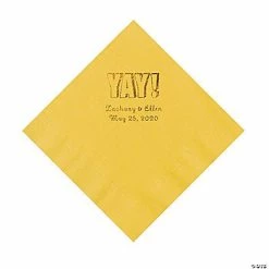 Best deal 💯 Yellow Yay Personalized Napkins with Gold Foil - Luncheon 😉
