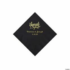 New ✨ Black Thank You Personalized Napkins with Gold Foil - Beverage ⭐