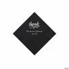 Cheapest 💯 Black Thank You Personalized Napkins with Silver Foil - Beverage ⌛