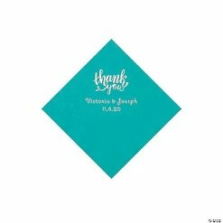 Best reviews of 🌟 Teal Lagoon Thank You Personalized Napkins with Silver Foil - Beverage 🛒