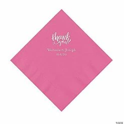 Brand new ⭐ Candy Pink Thank You Personalized Napkins with Silver Foil - Luncheon 👏