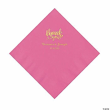 Flash Sale ๐ Candy Pink Thank You Personalized Napkins with Gold Foil - Luncheon ๐งจ 1 Flash Sale ๐ Candy Pink Thank You Personalized Napkins with Gold Foil - Luncheon ๐งจ