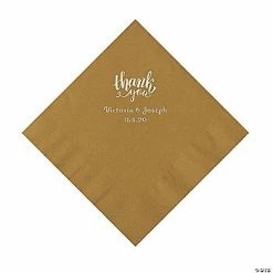 Cheapest 🎁 Gold Thank You Personalized Napkins with Silver Foil - Luncheon 🧨