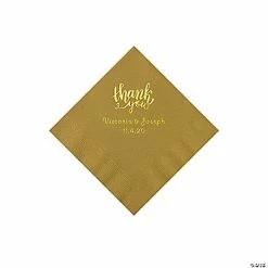 Promo 🧨 Gold Thank You Personalized Napkins with Gold Foil - Beverage 🥰