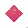 Wholesale ✔️ Hot Pink Thank You Personalized Napkins with Gold Foil - Beverage 🤩