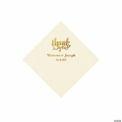 Best reviews of ⭐ Ivory Thank You Personalized Napkins with Gold Foil - Beverage ✨