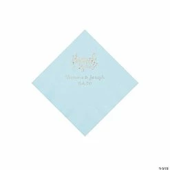 Best Sale 🥰 Light Blue Thank You Personalized Napkins with Silver Foil - Beverage 🧨