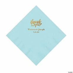 Best reviews of 🛒 Light Blue Thank You Personalized Napkins with Gold Foil - Luncheon 😉