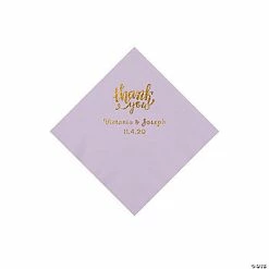 Discount ✔️ Lilac Thank You Personalized Napkins with Gold Foil - Beverage 🔥