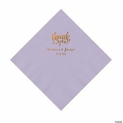 Outlet 🛒 Lilac Thank You Personalized Napkins with Gold Foil - Luncheon 🛒