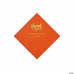 Top 10 🥰 Orange Thank You Personalized Napkins with Gold Foil - Beverage 👏