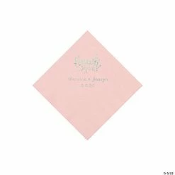 New ⭐ Pink Thank You Personalized Napkins with Silver Foil - Beverage 🧨
