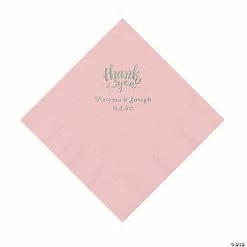 Best Sale ✨ Pink Thank You Personalized Napkins with Silver Foil - Luncheon 🛒