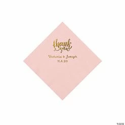 Hot Sale 👍 Pink Thank You Personalized Napkins with Gold Foil - Beverage 💯