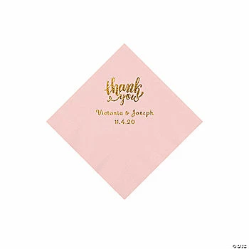 Hot Sale 👍 Pink Thank You Personalized Napkins with Gold Foil - Beverage 💯 1 Hot Sale 👍 Pink Thank You Personalized Napkins with Gold Foil - Beverage 💯