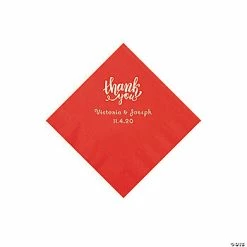 Outlet 🧨 Red Thank You Personalized Napkins with Silver Foil - Beverage 🎉