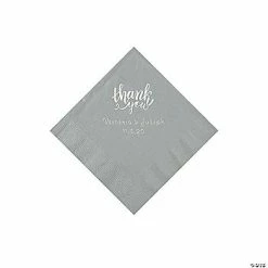 Outlet 😀 Silver Thank You Personalized Napkins with Silver Foil - Beverage ❤️