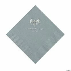 New 👍 Silver Thank You Personalized Napkins with Silver Foil - Luncheon 🥰