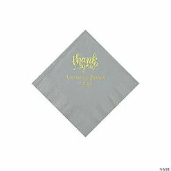 Coupon 🔥 Silver Thank You Personalized Napkins with Gold Foil - Beverage ✔️