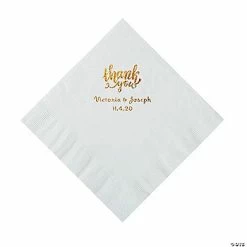 Best reviews of 🎁 White Thank You Personalized Napkins with Gold Foil - Luncheon 🛒