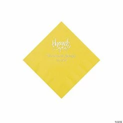 Brand new 🧨 Yellow Thank You Personalized Napkins with Silver Foil - Beverage ✨