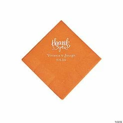 Wholesale ⌛ Pumpkin Spice Thank You Personalized Napkins with Silver Foil - Beverage 💯