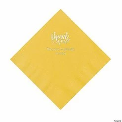 Best deal ✨ Yellow Thank You Personalized Napkins with Silver Foil - Luncheon 😍