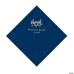 Wholesale 👍 Navy Thank You Personalized Napkins with Silver Foil - Luncheon 🥰
