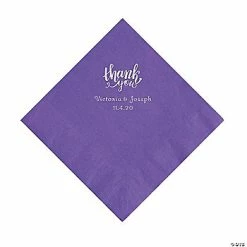 Wholesale 👏 Amethyst Thank You Personalized Napkins with Silver Foil - Luncheon ⌛