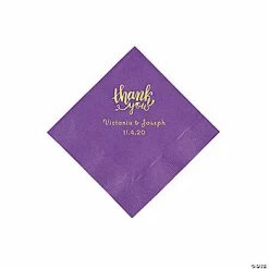 Buy 🎁 Amethyst Thank You Personalized Napkins with Gold Foil - Beverage ⭐
