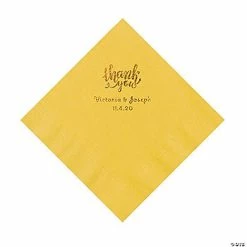 Outlet 🔔 Yellow Thank You Personalized Napkins with Gold Foil - Luncheon 🛒