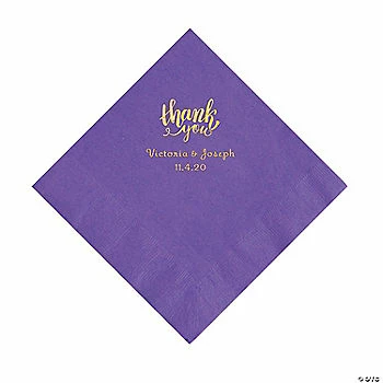 Cheapest 🎉 Amethyst Thank You Personalized Napkins with Gold Foil - Luncheon 🔥 1 Cheapest 🎉 Amethyst Thank You Personalized Napkins with Gold Foil - Luncheon 🔥