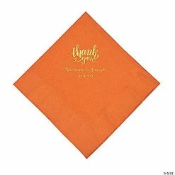 Best Sale 👍 Pumpkin Spice Thank You Personalized Napkins with Gold Foil - Luncheon 🎁