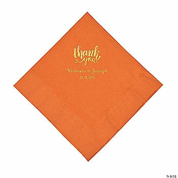 Best Sale 👍 Pumpkin Spice Thank You Personalized Napkins with Gold Foil - Luncheon 🎁 1 Best Sale 👍 Pumpkin Spice Thank You Personalized Napkins with Gold Foil - Luncheon 🎁