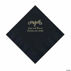 Buy 😀 Black Congrats Personalized Napkins with Gold Foil - Luncheon 🎉