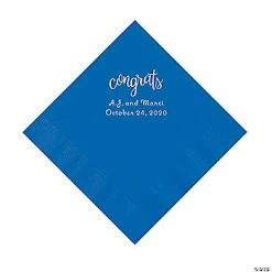 Best deal 🎁 Cobalt Blue Congrats Personalized Napkins with Silver Foil - Luncheon ⭐