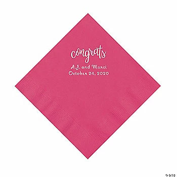 Promo ๐งจ Hot Pink Congrats Personalized Napkins with Silver Foil - Luncheon ๐ฅ 1 Promo ๐งจ Hot Pink Congrats Personalized Napkins with Silver Foil - Luncheon ๐ฅ