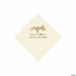 Cheap ❤️ Ivory Congrats Personalized Napkins with Gold Foil - Beverage 🛒