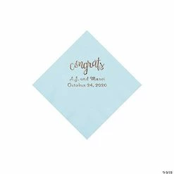Flash Sale 👍 Light Blue Congrats Personalized Napkins with Silver Foil - Beverage 🥰