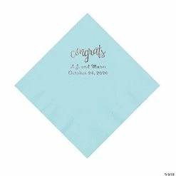 Best deal 🌟 Light Blue Congrats Personalized Napkins with Silver Foil - Luncheon ❤️