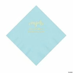 Buy 👏 Light Blue Congrats Personalized Napkins with Gold Foil - Luncheon 🎉