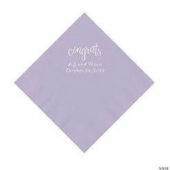 Cheap 🎉 Lilac Congrats Personalized Napkins with Silver Foil - Luncheon 🎁