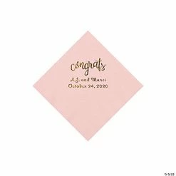 Deals 😉 Pink Congrats Personalized Napkins with Gold Foil - Beverage 🛒