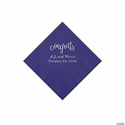 Hot Sale 🛒 Purple Congrats Personalized Napkins with Silver Foil - Beverage 🛒